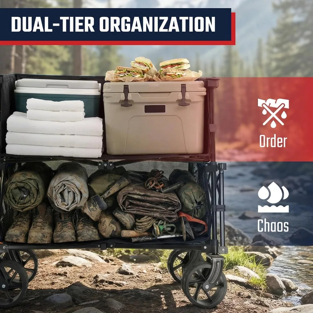 Heavy Double Decker Wagon With Extender For Camping And Sports