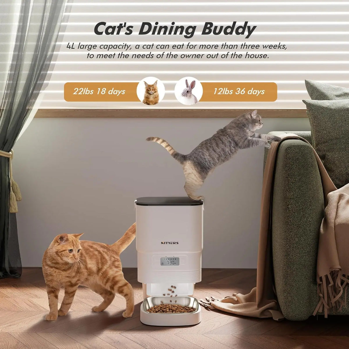 Nityers Smart Automatic Cat Feeder With WiFi App Control