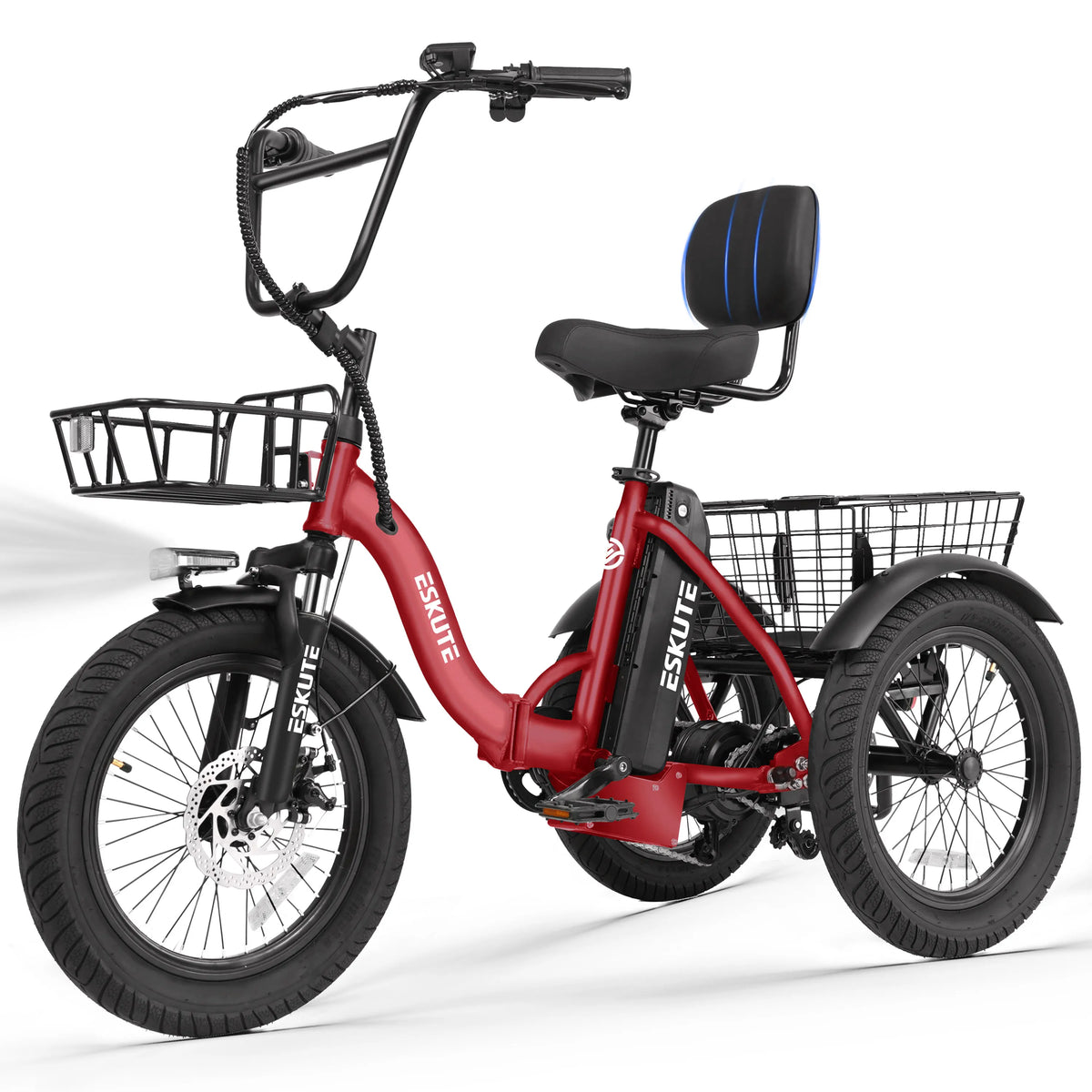 ESKUTE Electric Trike With Brushless Motor And Removable Battery