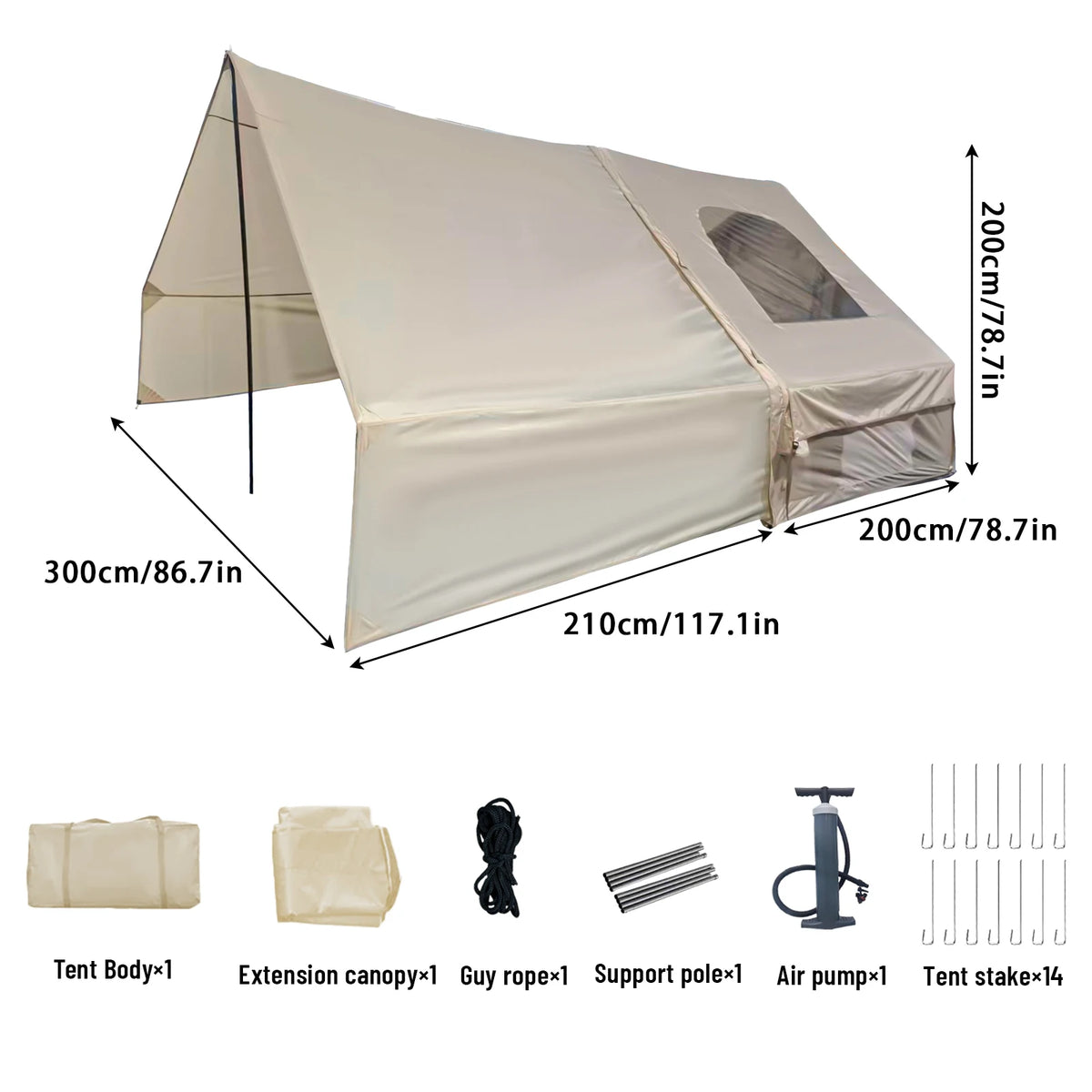 Portable Inflatable Outdoor Tent With Air Pump And Skylight