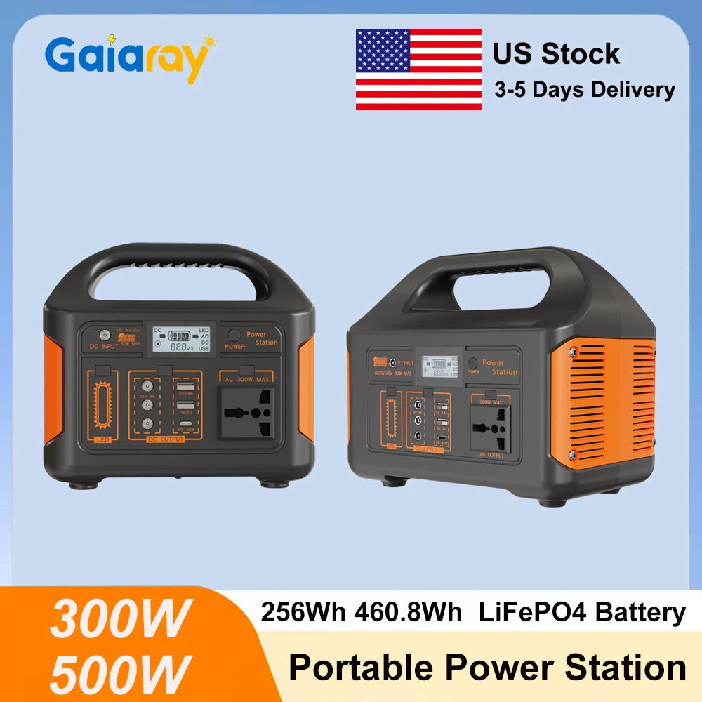 GaiaRay 500W Portable Power Station With 460.8Wh LiFePO4 Battery