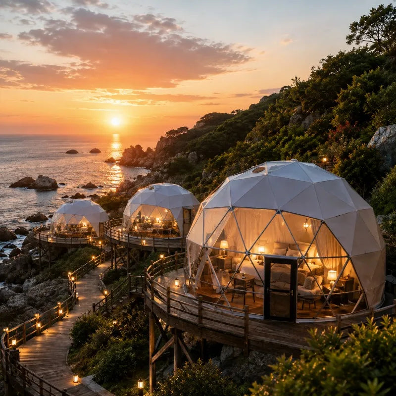 Waterproof Metal Geodesic Dome Tent For Outdoor Glamping Shelters