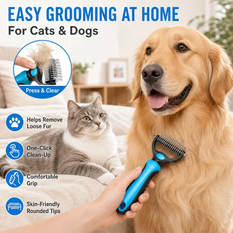 Pet Dematting Comb For Dogs And Cats Stainless Steel Rake