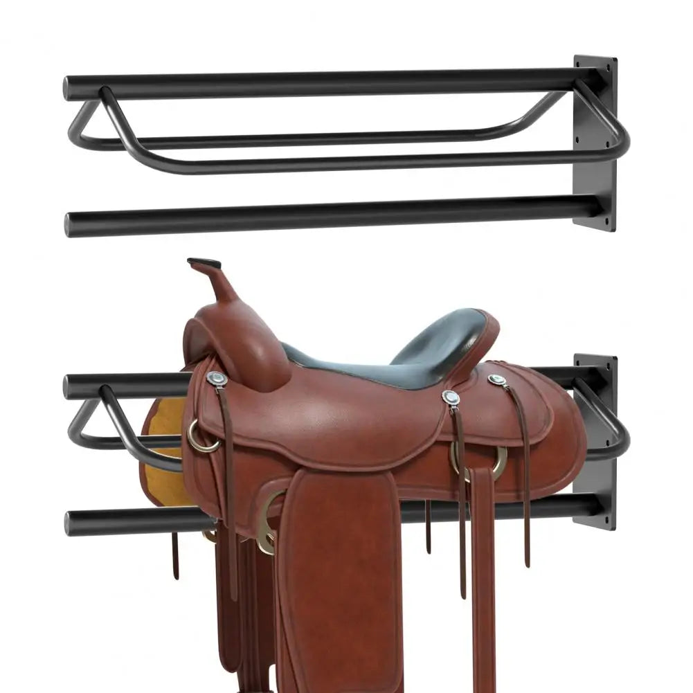 2Pcs Horse Saddle Rack with Pad Bar, Heavy‑Duty Wall Mount Metal Saddle Bracket,Western Saddle Storage for Tack Room Stable Barn