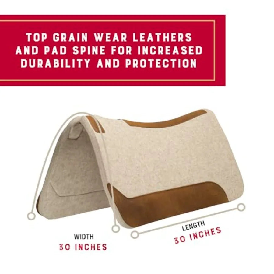 SHXI Contoured Wool Blend Felt Western Saddle Pad For Horses