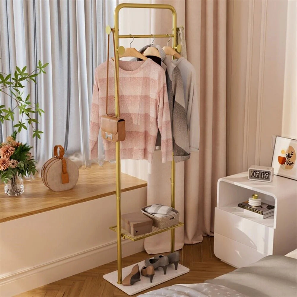Modern Freestanding Metal Coat Rack With Polished Stone Base
