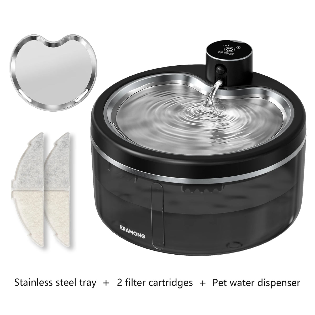 ERAMONG Smart Wireless Cat Water Fountain Stainless Steel Design