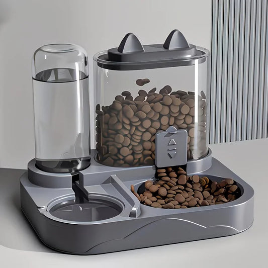 Transparent Plastic 2 In 1 Pet Feeder Water Dispenser Unit