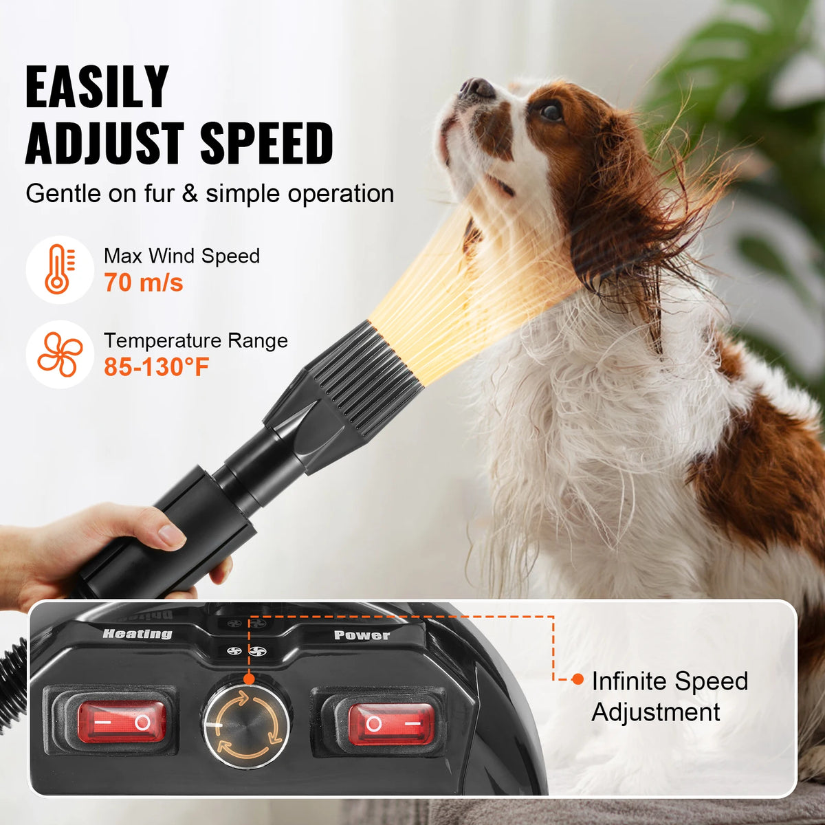 SucceBuy Professional Pet Grooming Dryer With Adjustable Speed Control