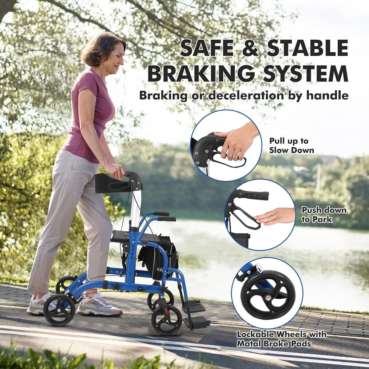 Adjustable Aluminum Rollator Walker With Seat And Backrest