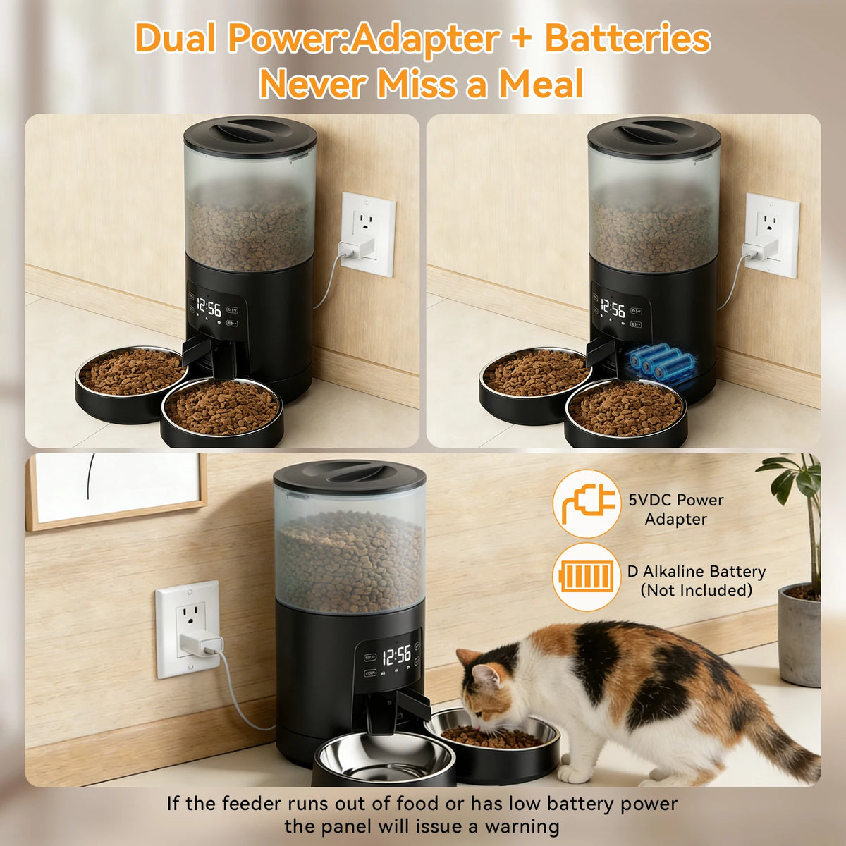 JHK Automatic Dual Bowl Pet Feeder With Programmable Timer