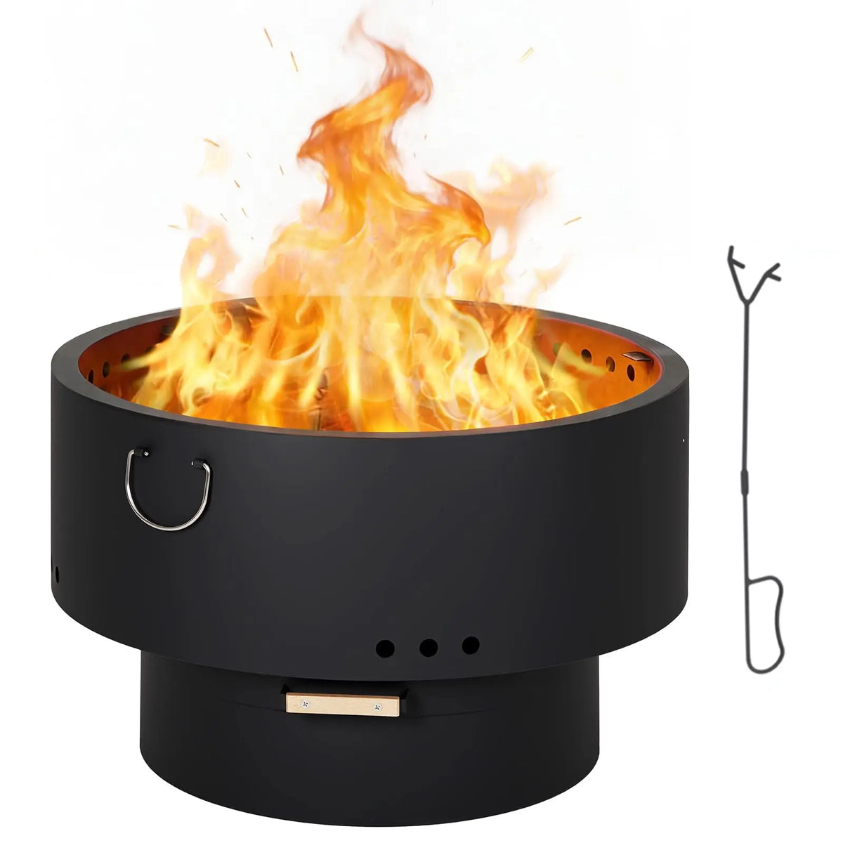 HiMISS Smokeless Fire Pit Table With Bamboo Lid And Ash Pan