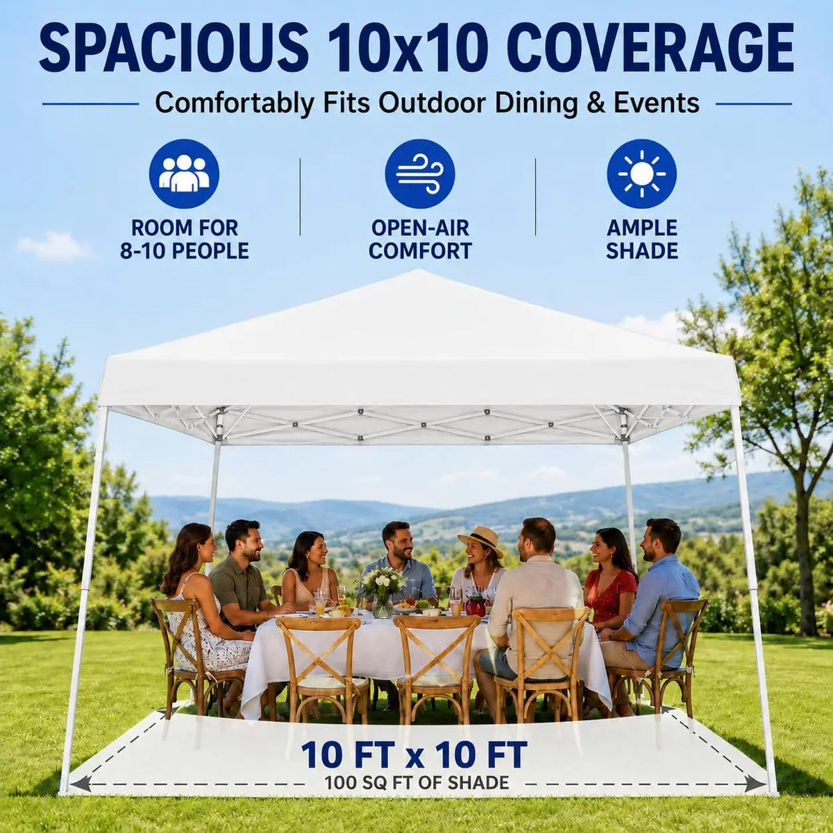 Tacleekii Instant Pop Up Canopy Tent With Heavy Steel Frame
