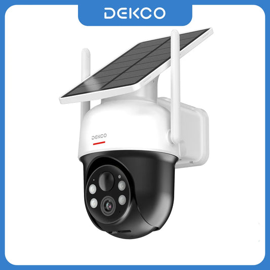 Dekco Wireless Solar PTZ Security Camera With Two Way Audio