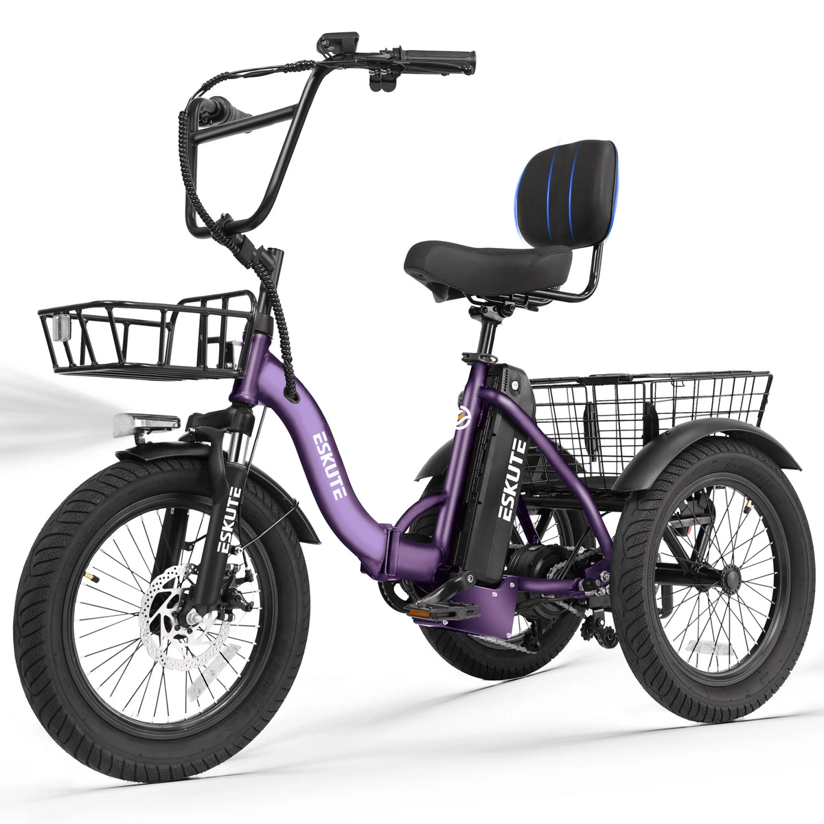 ESKUTE Electric Trike With Brushless Motor And Removable Battery