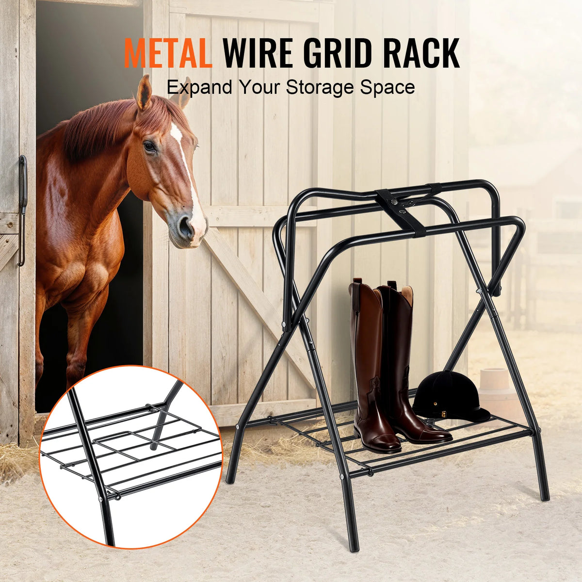 SucceBuy Folding Steel Saddle Rack For English And Western Saddles