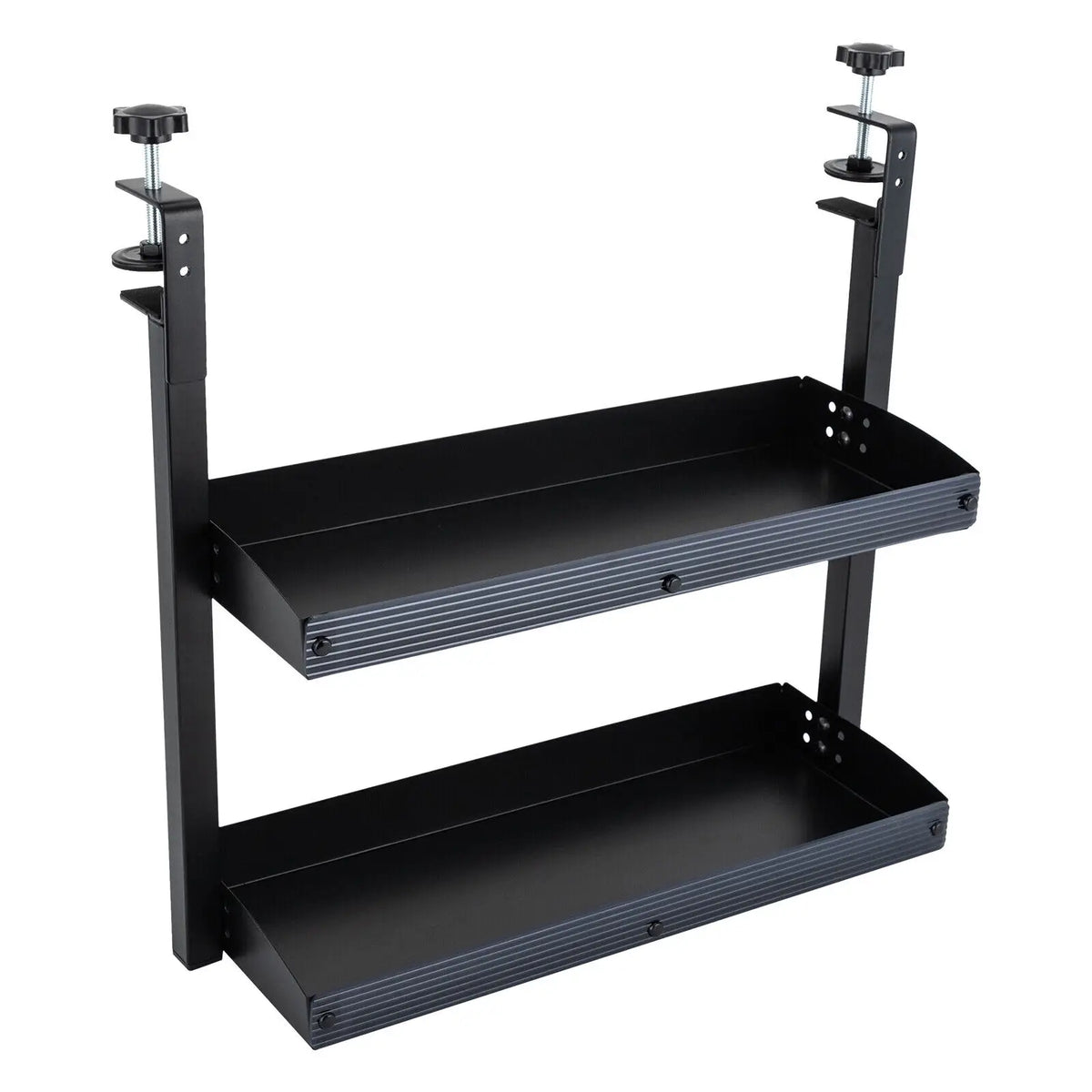 Clamp On Two Tier Desktop Shelf With Adjustable Storage Tray