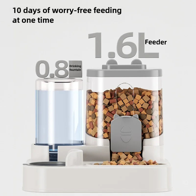 Automatic Plastic Pet Food Bowl With Water Fountain Spill Proof
