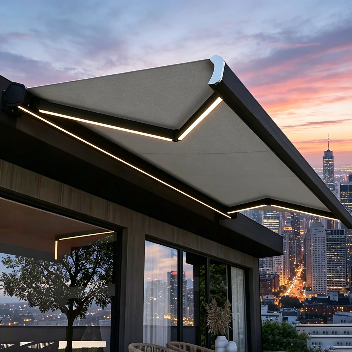 Motorized Wall Mounted Outdoor Awning Heavy Duty Aluminum Canopy