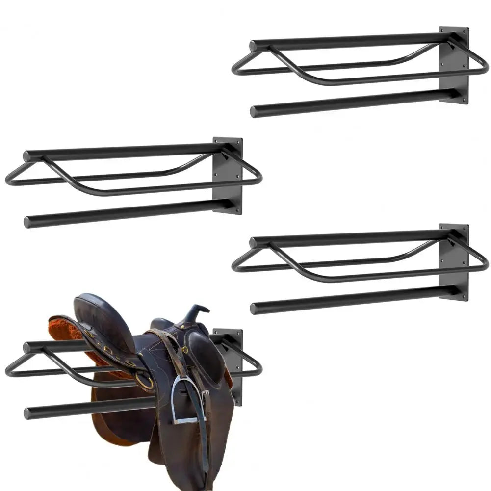 2Pcs Horse Saddle Rack with Pad Bar, Heavy‑Duty Wall Mount Metal Saddle Bracket,Western Saddle Storage for Tack Room Stable Barn