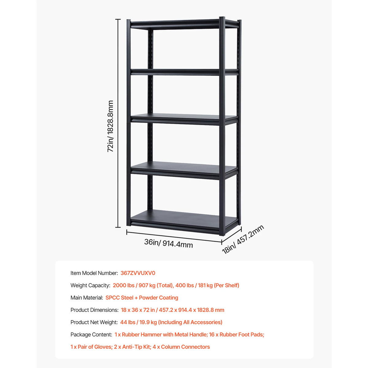 SucceBuy Adjustable Metal Garage Storage Shelving Rack for Home and Warehouse