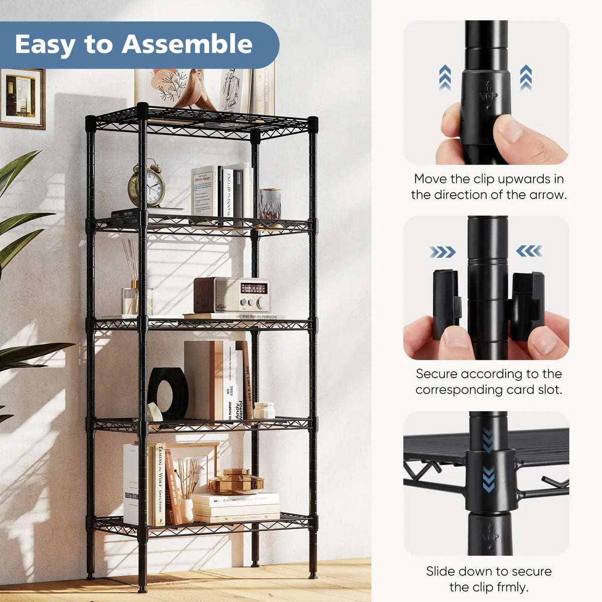 JHK Adjustable Metal Wire Storage Shelving For Home Organization