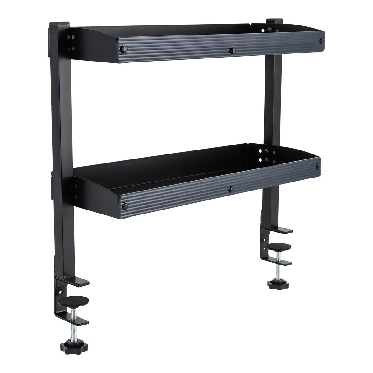 Clamp On Two Tier Desktop Shelf With Adjustable Storage Tray