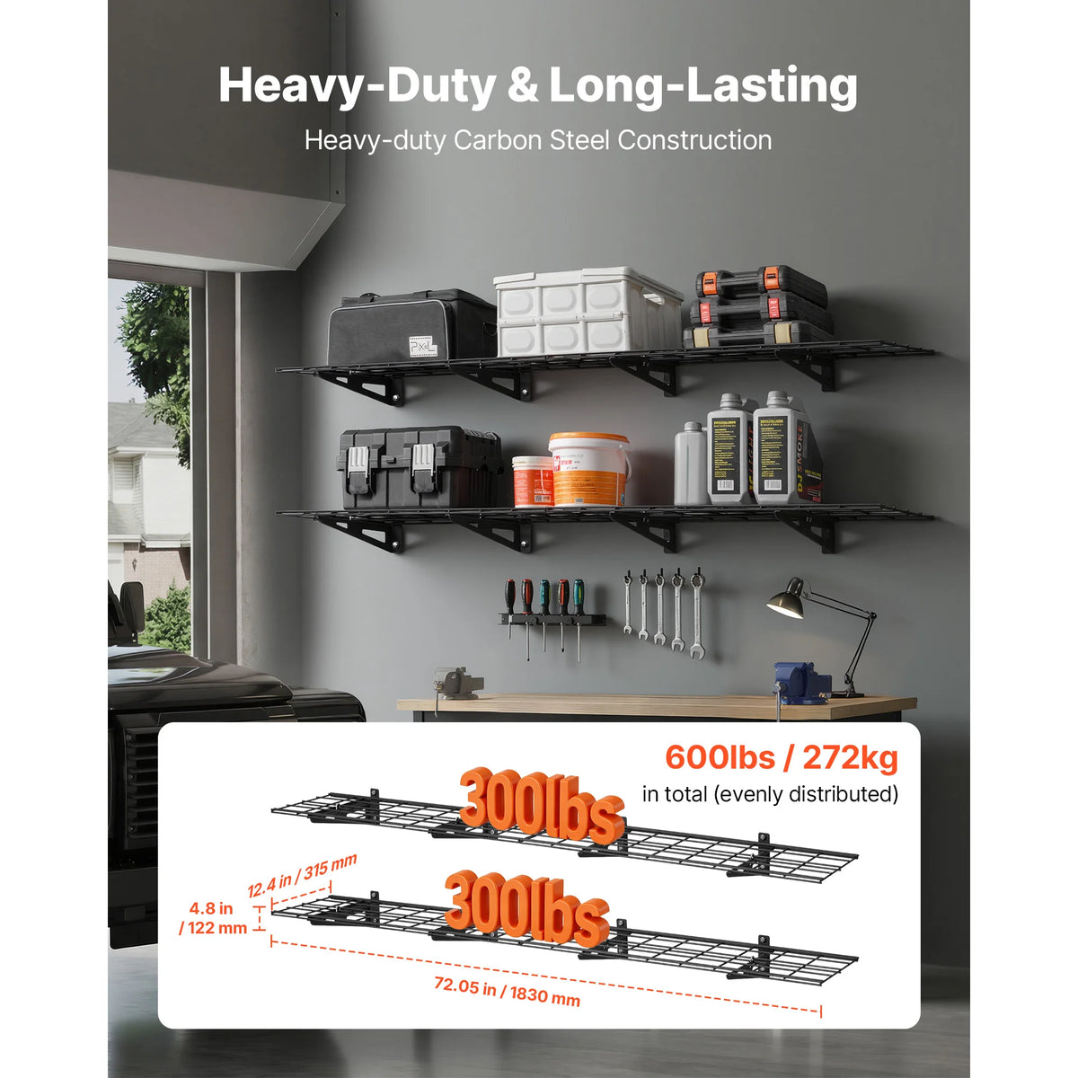 SucceBuy Heavy Duty Metal Garage Wall Shelving Storage Rack