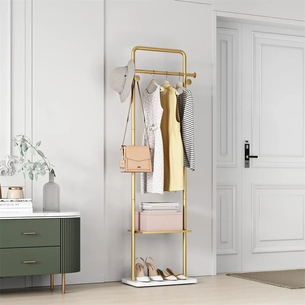Heavy Duty Freestanding Metal Coat Rack With Granite Stone Base