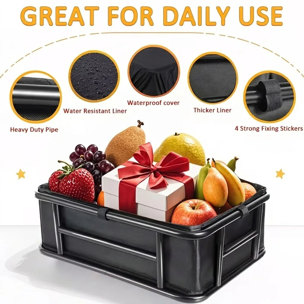 Heavy Duty Bike Rear Basket with Waterproof Cover and Accessories