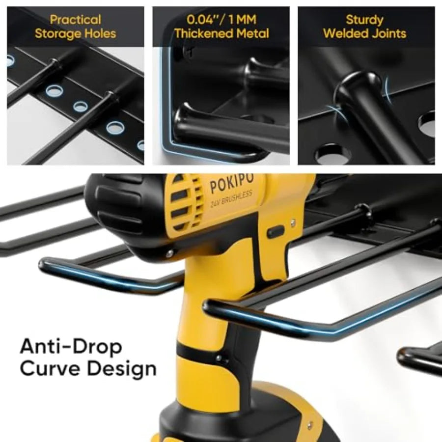Heavy Duty Wall Mount Power Tool Drill Organizer Rack