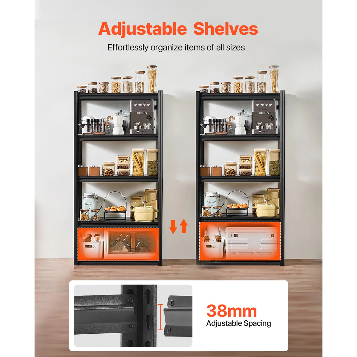 SucceBuy Adjustable Metal Garage Storage Shelving Rack for Home and Warehouse