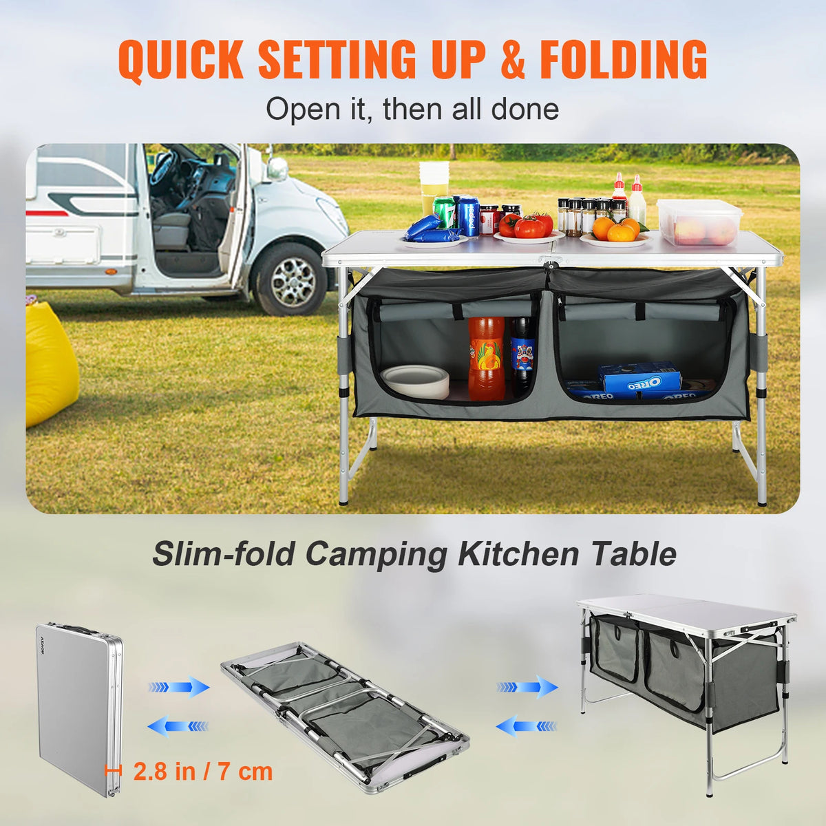 Vevor Folding Mdf Camping Kitchen Table For Outdoor Picnic