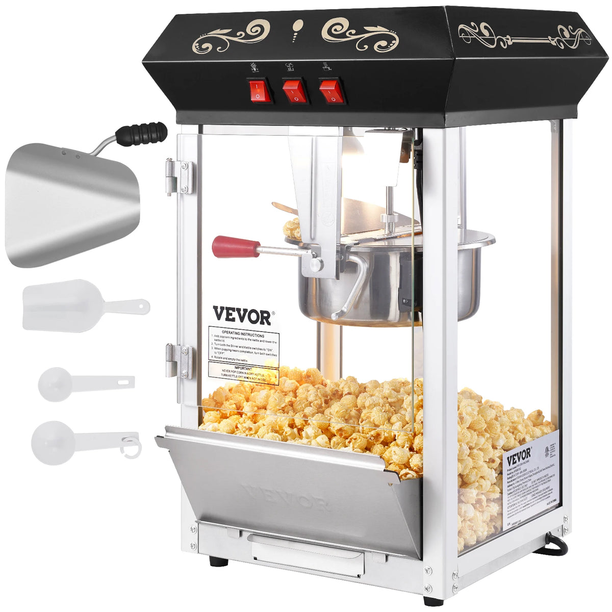 SucceBuy Countertop Popcorn Maker Machine With Tempered Glass