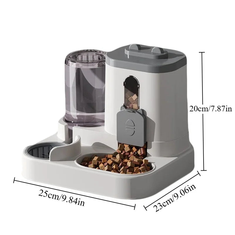 Automatic Plastic Pet Food Bowl With Water Fountain Spill Proof