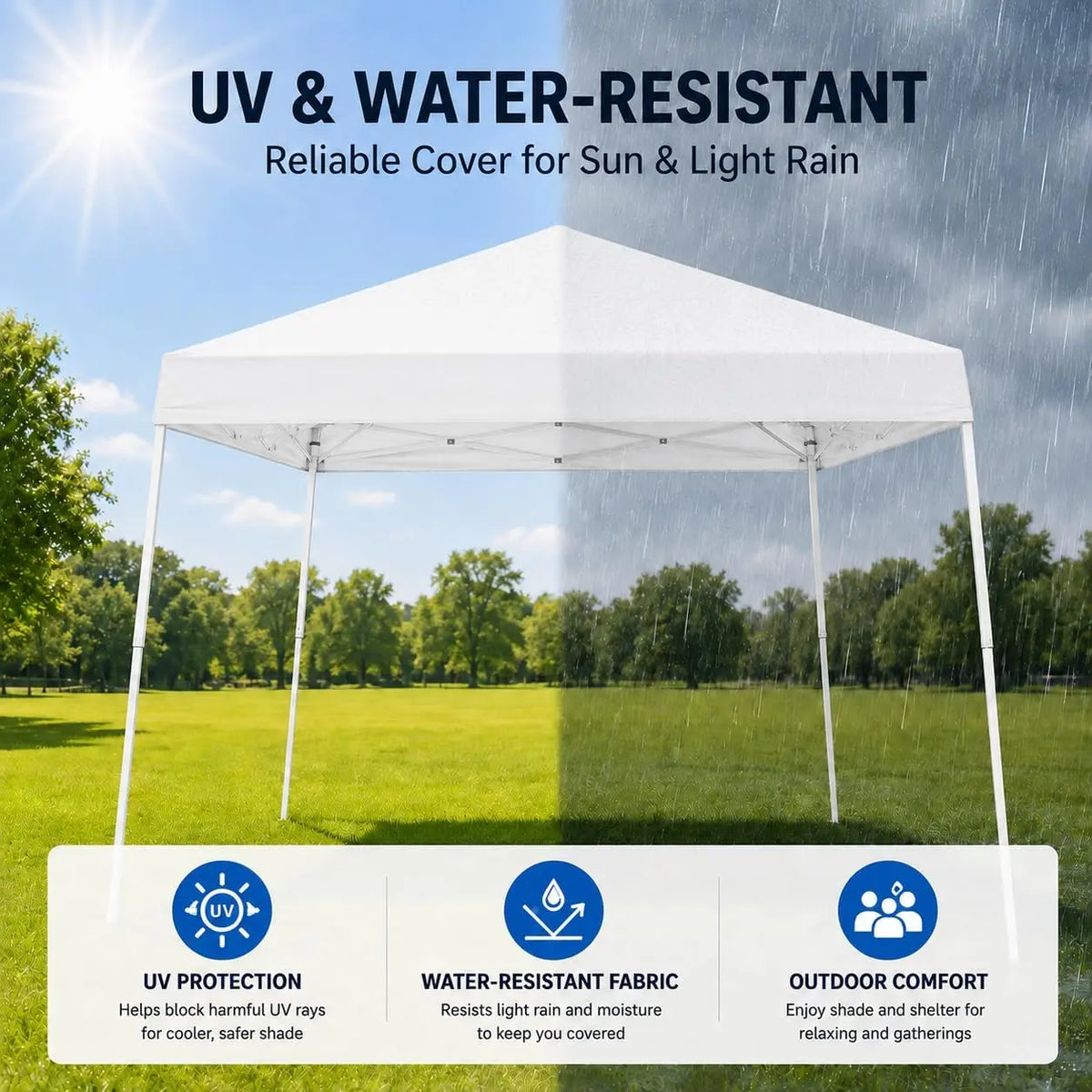 Tacleekii Instant Pop Up Canopy Tent With Heavy Steel Frame