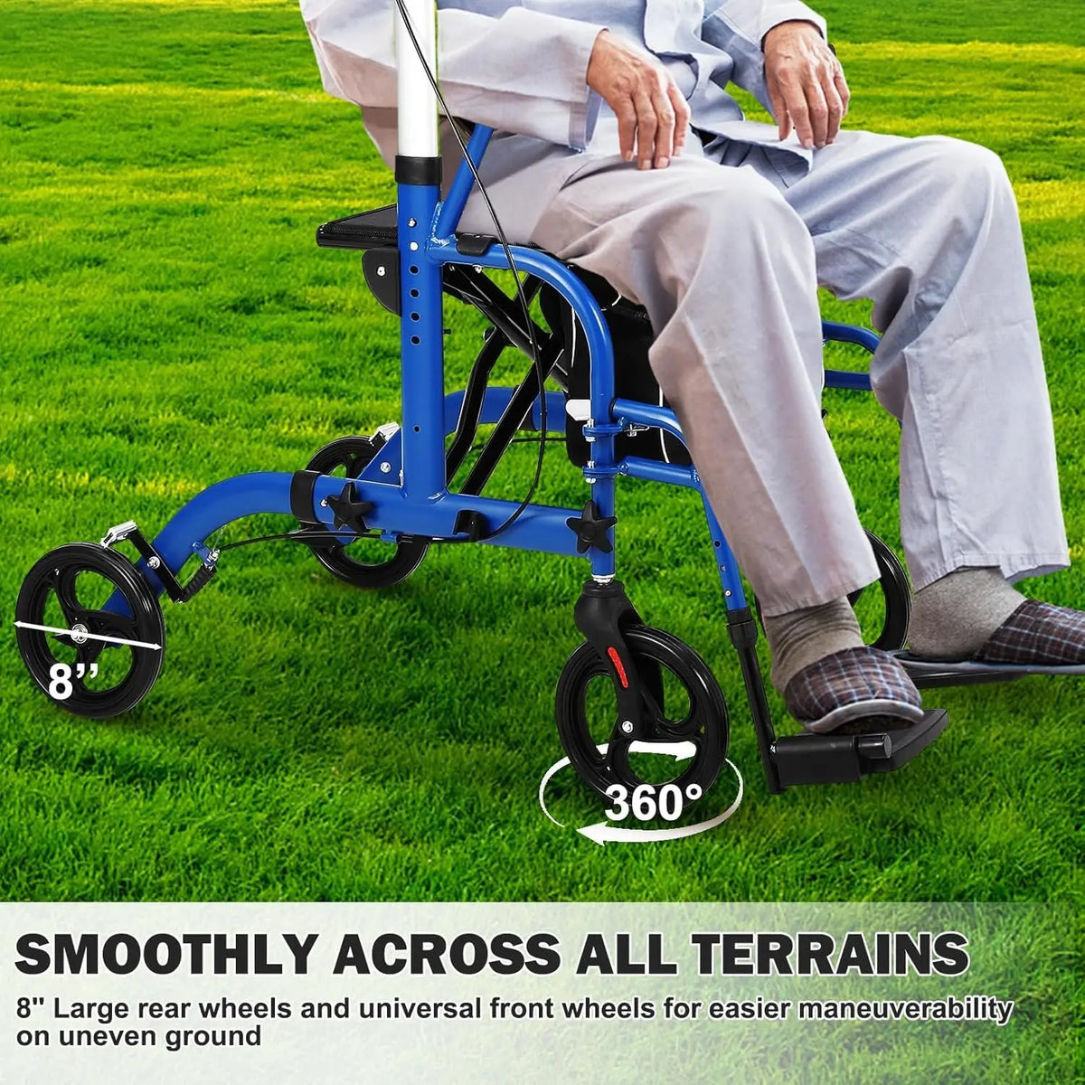 Foldable Aluminum Rollator Walker With Seat And Adjustable Height