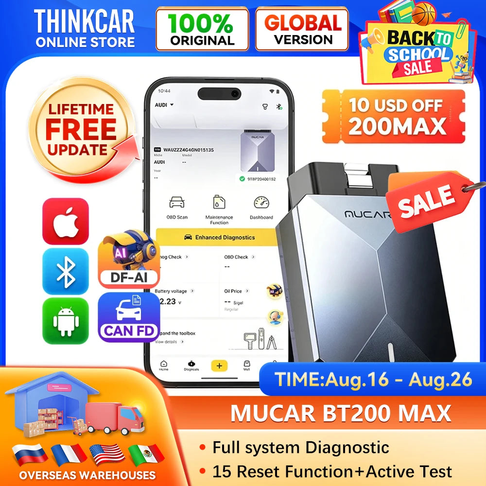 THINKCAR BT200 MAX OBD2 Diagnostic Scanner With All System Reset