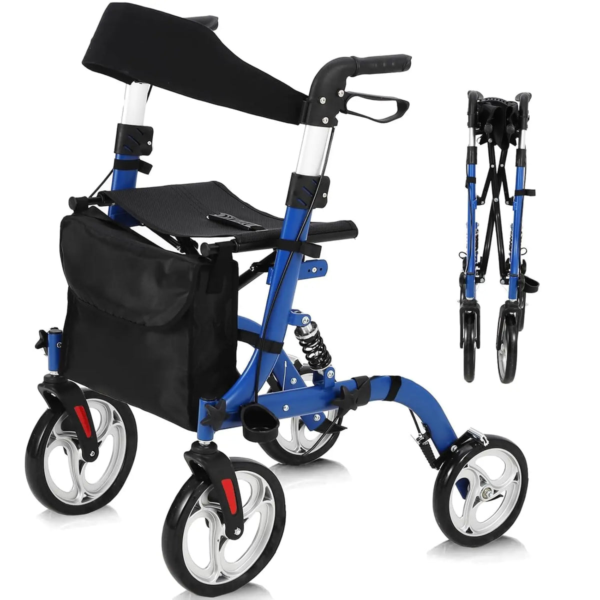 Foldable Aluminum Rollator Walker With Seat And Adjustable Height