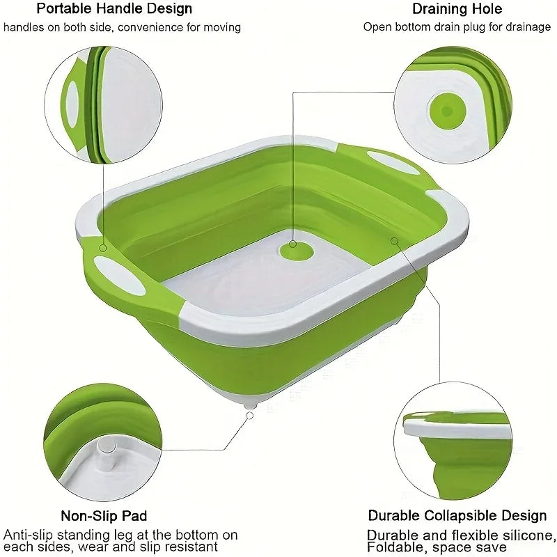 Foldable Portable Wash Basin With Sink And Storage Tray