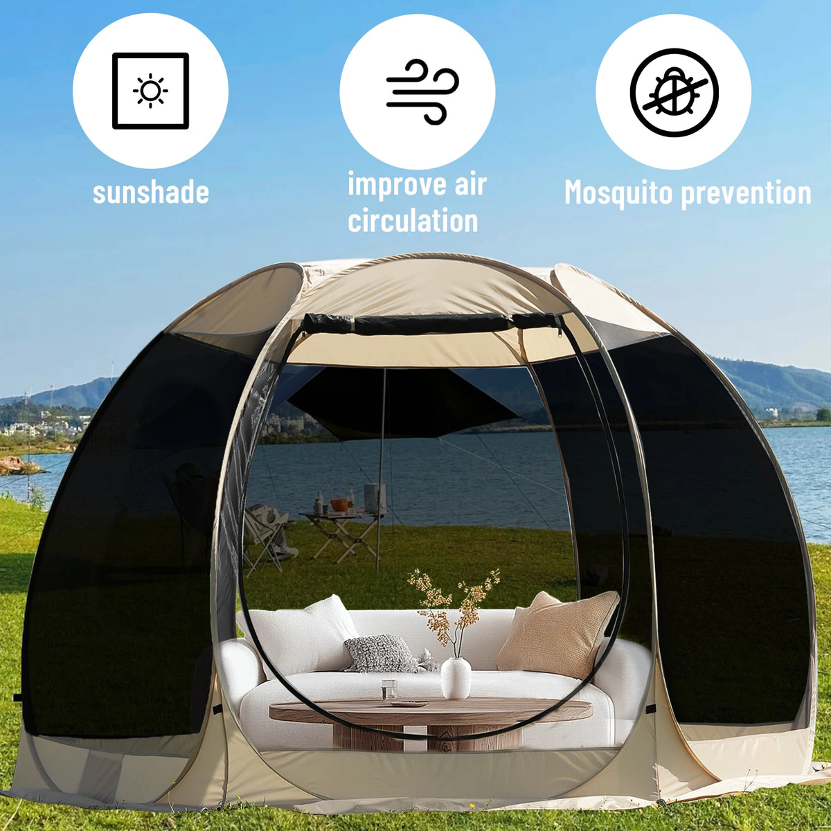 Pakicetus Portable Screen House Tent With Mosquito Net For Camping