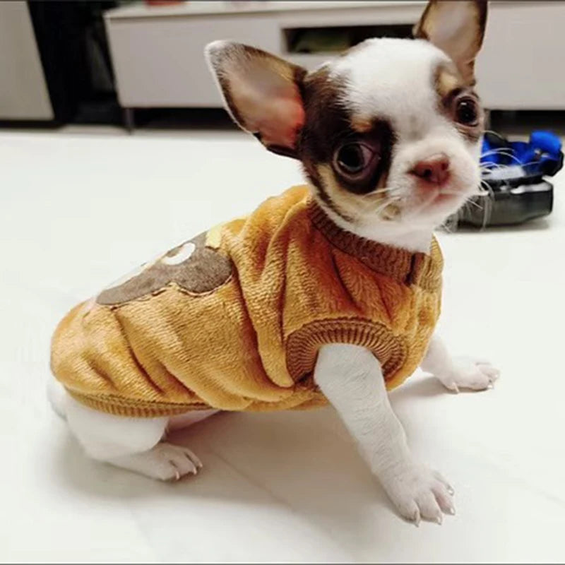 Cute Printed Dog Sweater Winter Warm Fleece Pet Pullover