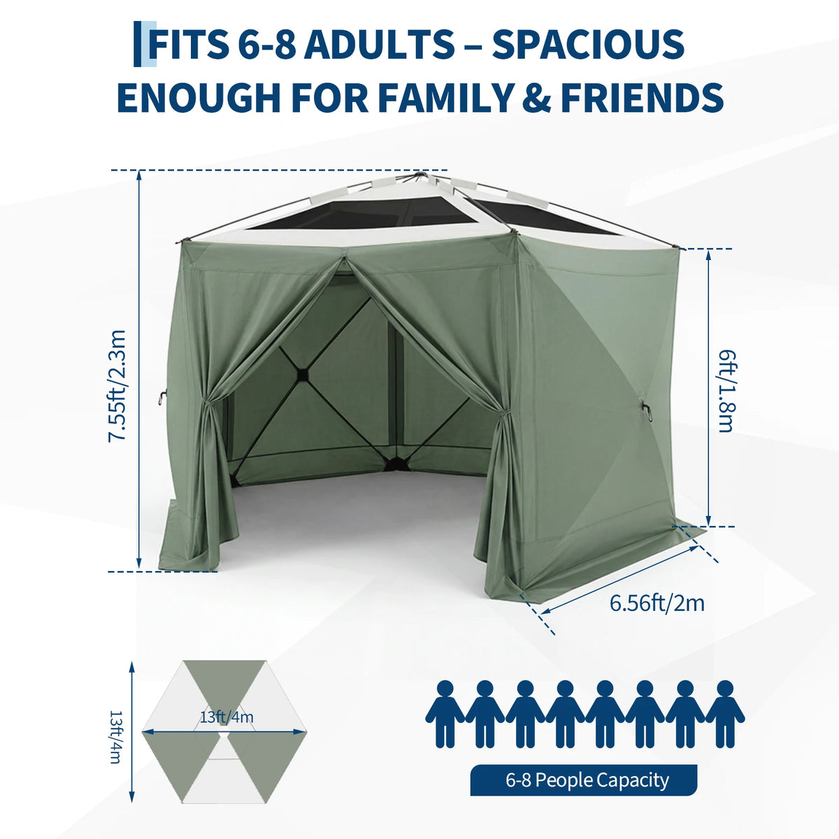 Hexagonal Double Layer Screen Canopy Outdoor Folding Shelter