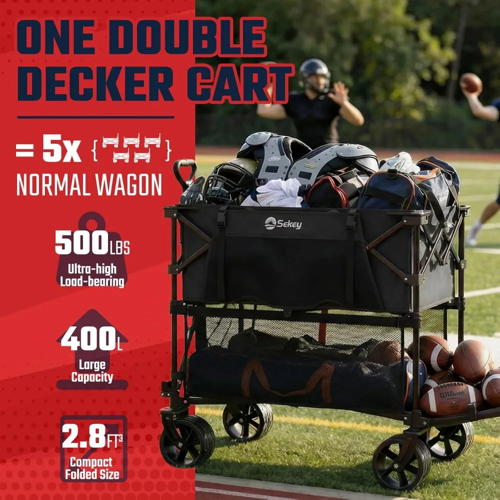 Heavy Double Decker Wagon With Extender For Camping And Sports