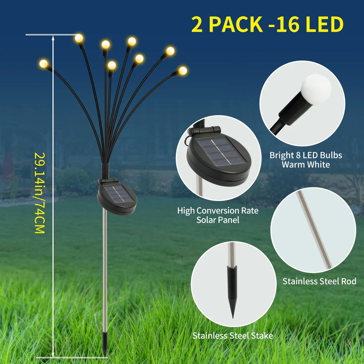 LED Solar Firefly Garden Lights Outdoor Decorative Waterproof Pathway