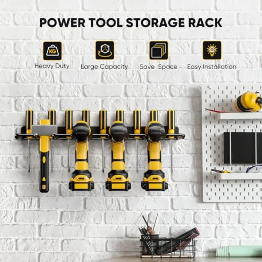 Heavy Duty Wall Mount Power Tool Drill Organizer Rack