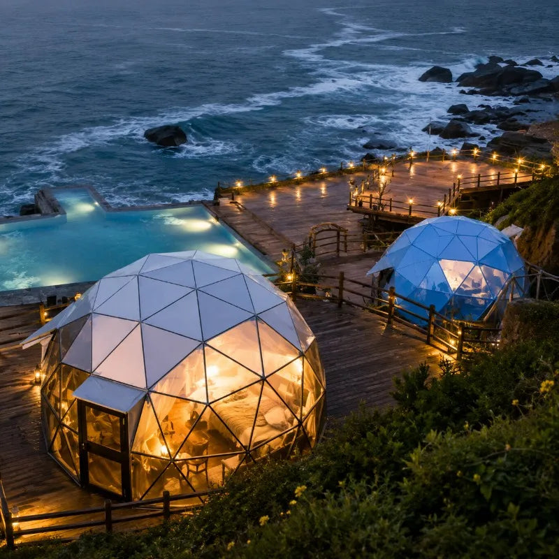 Waterproof Metal Geodesic Dome Tent For Outdoor Glamping Shelters