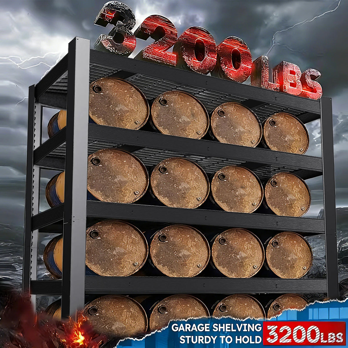 Heavy Duty Metal Storage Rack 2000 Pound Capacity Per Layer