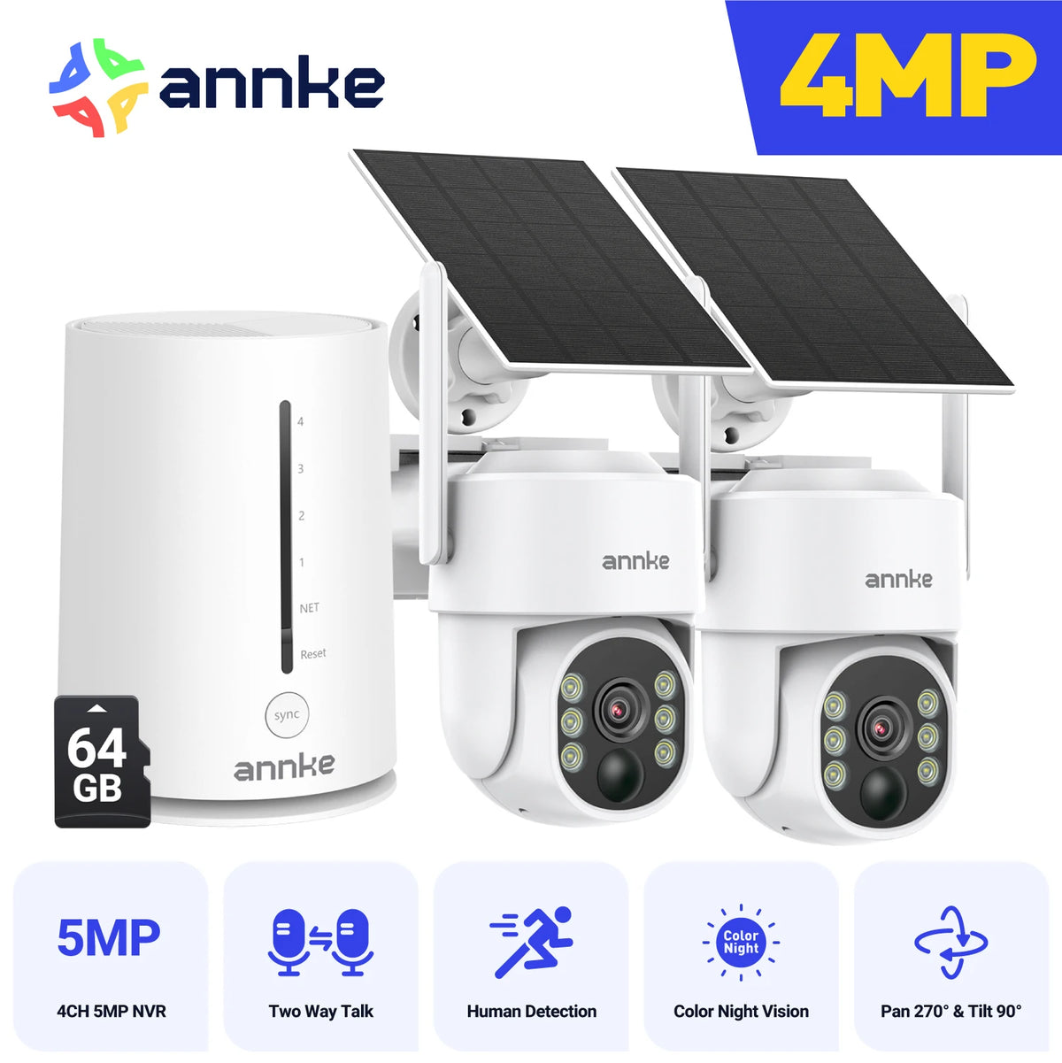 Annke 4MP Wireless Security Camera Kit With Solar NVR