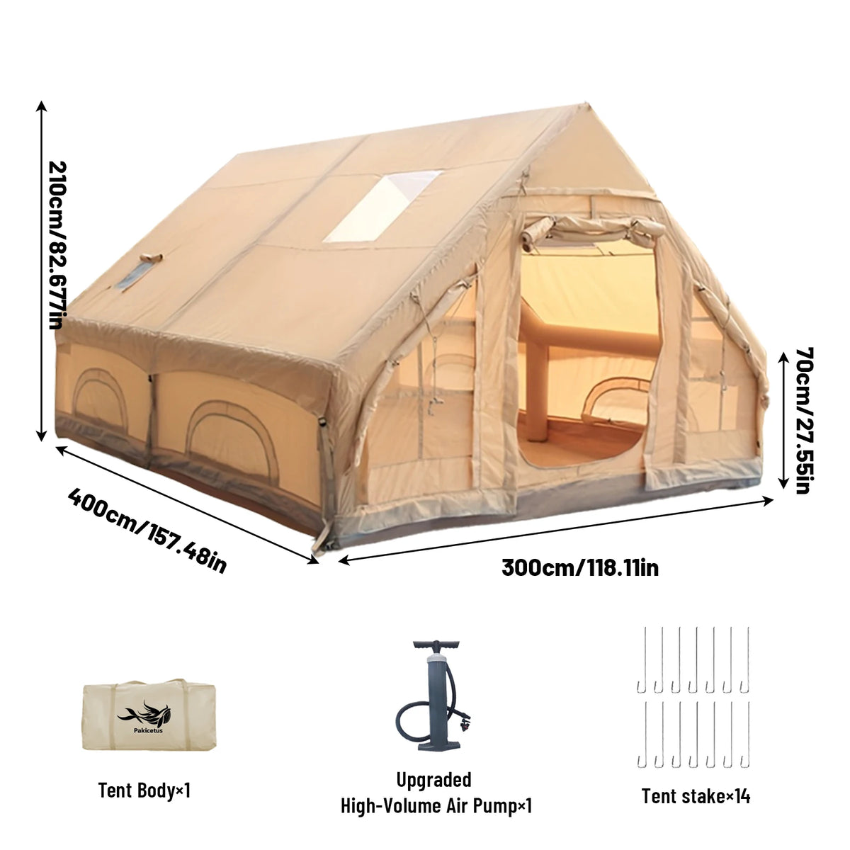 Portable Inflatable Outdoor Tent With Air Pump And Skylight